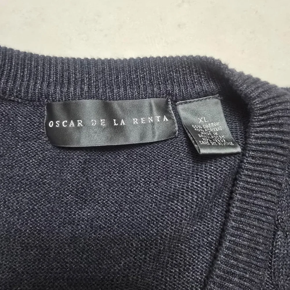 Oscar de la Renta Navy Cardigan Sweater